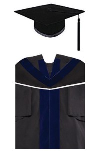 訂製教育大學教育學院國際行政藝術碩士畢業袍  黑色灰泥板帽畢業帽 黑色辮子和流蘇帽穗 碩士畢業袍製衣廠DA190